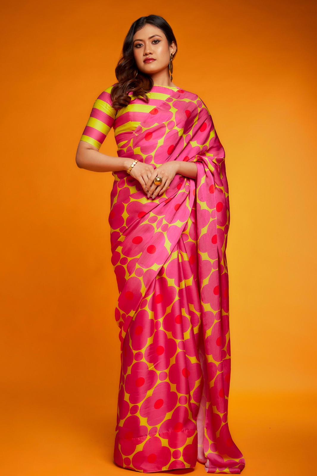 Georgette Satin Printed Saree - Shopaholics Choice