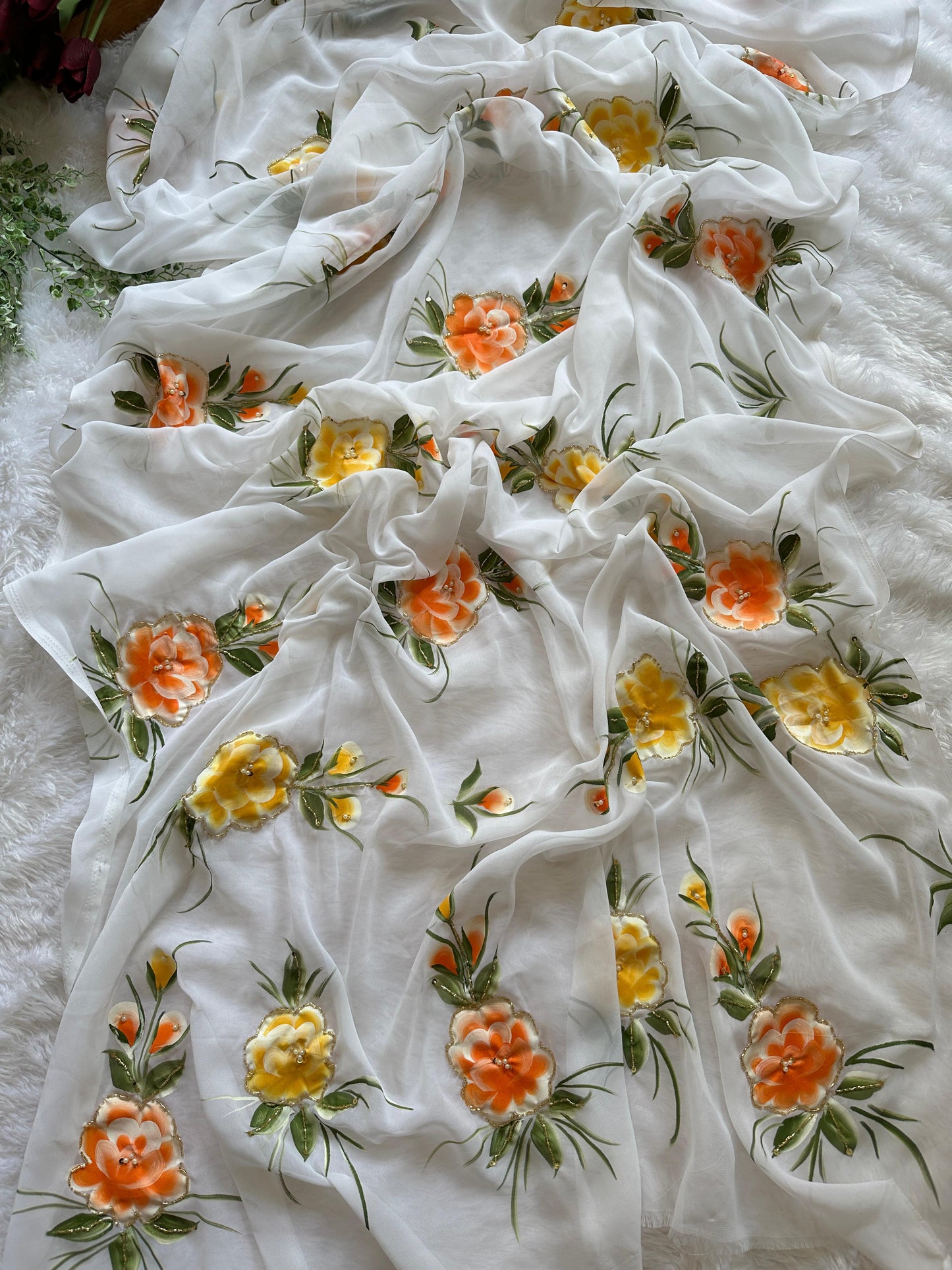 Georgette Hand Work Fancy Saree - Shopaholics Choice