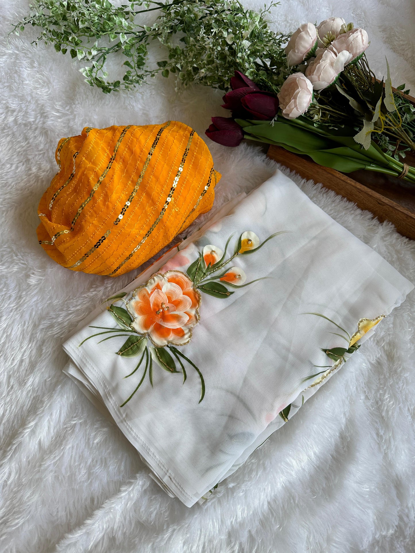 Georgette Hand Work Fancy Saree - Shopaholics Choice