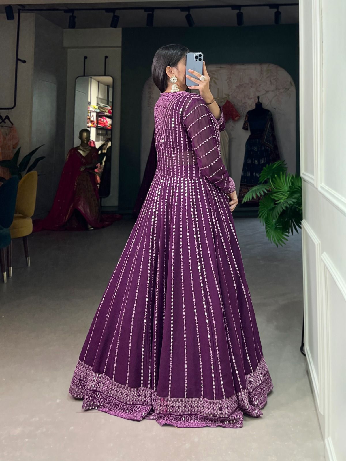 Purple Georgette Heavy Embroidery Indo Western - Shopaholics Choice