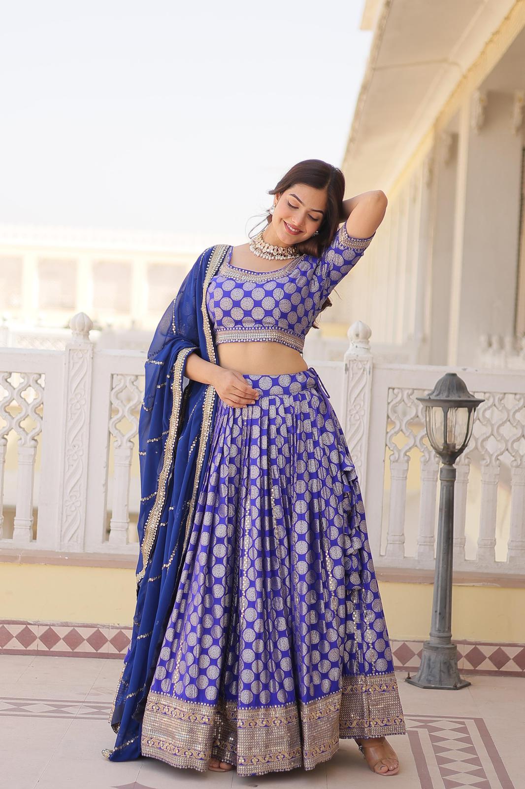 Dyeable Pure Viscose Jacquard Lehnga - Shopaholics Choice