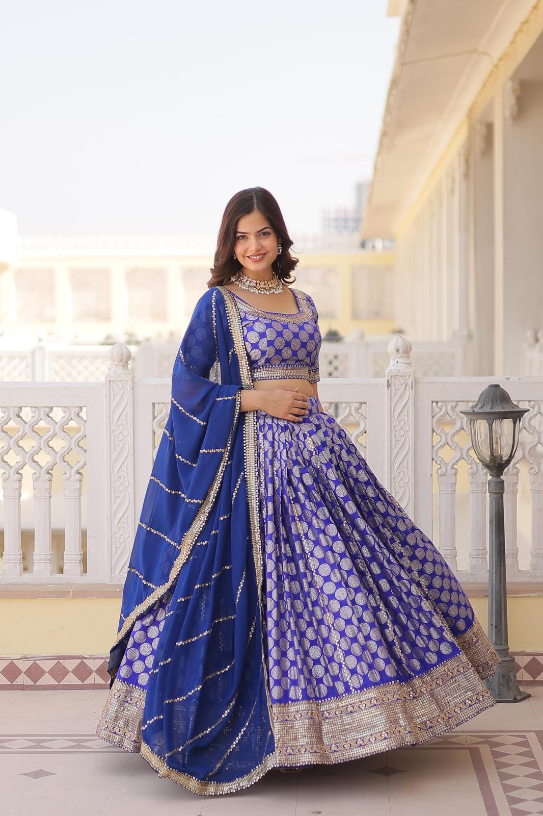 Dyeable Pure Viscose Jacquard Lehnga - Shopaholics Choice