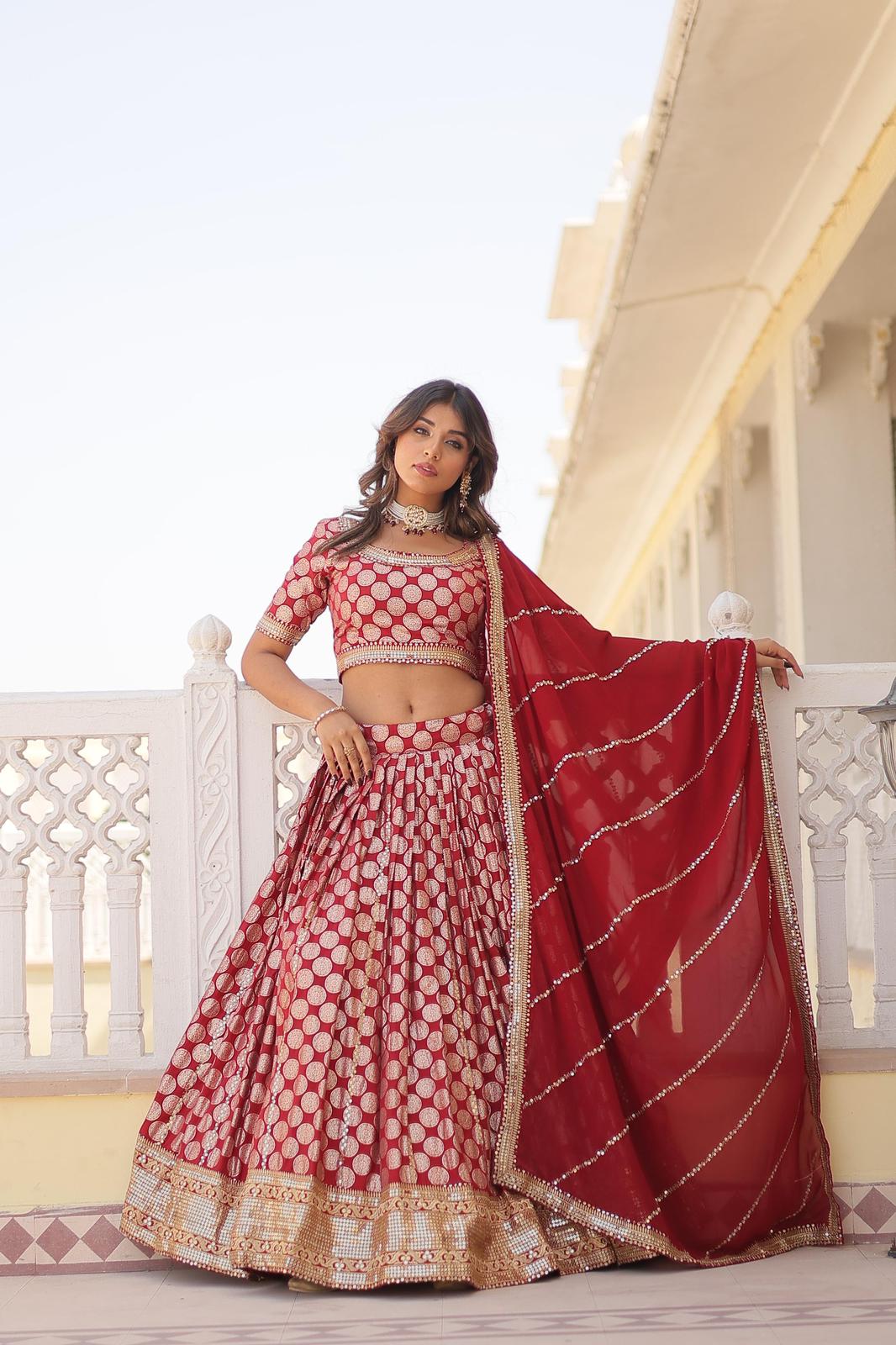 Dyeable Pure Viscose Jacquard Lehnga - Shopaholics Choice