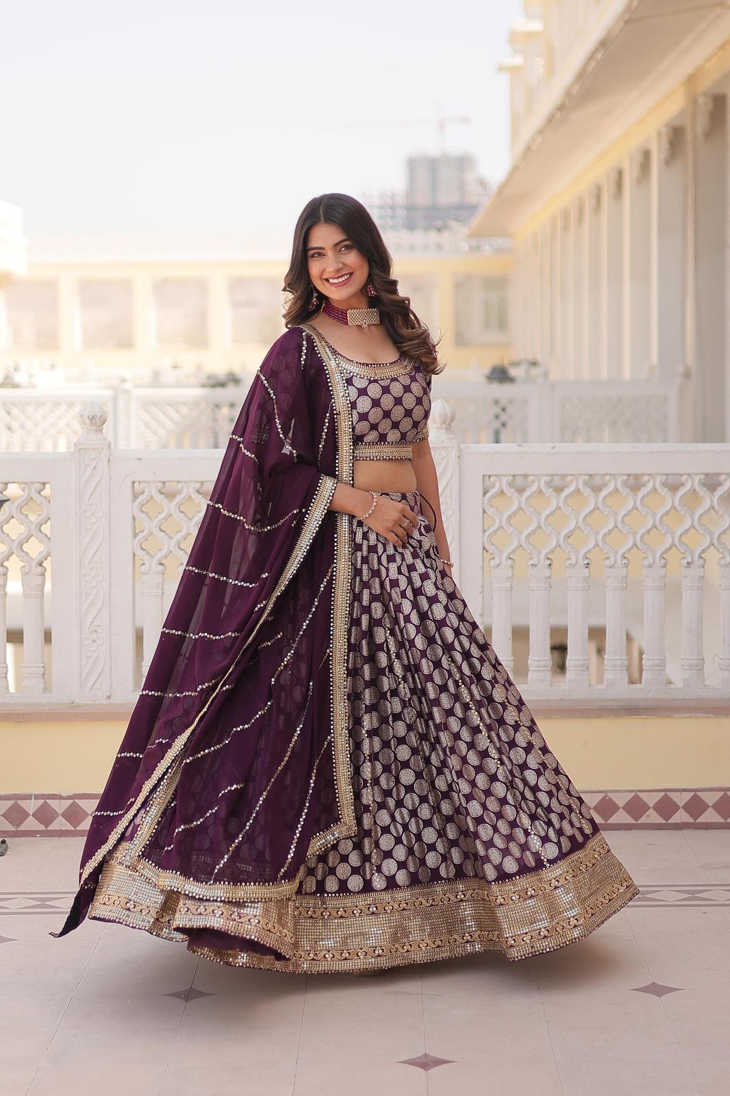 Dyeable Pure Viscose Jacquard Lehnga - Shopaholics Choice