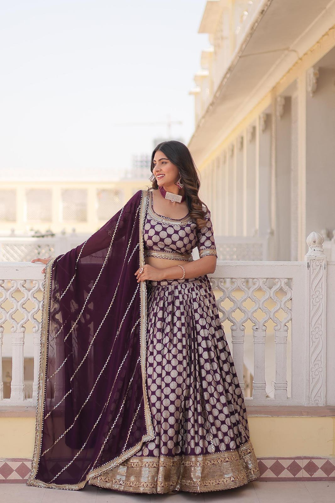 Dyeable Pure Viscose Jacquard Lehnga - Shopaholics Choice