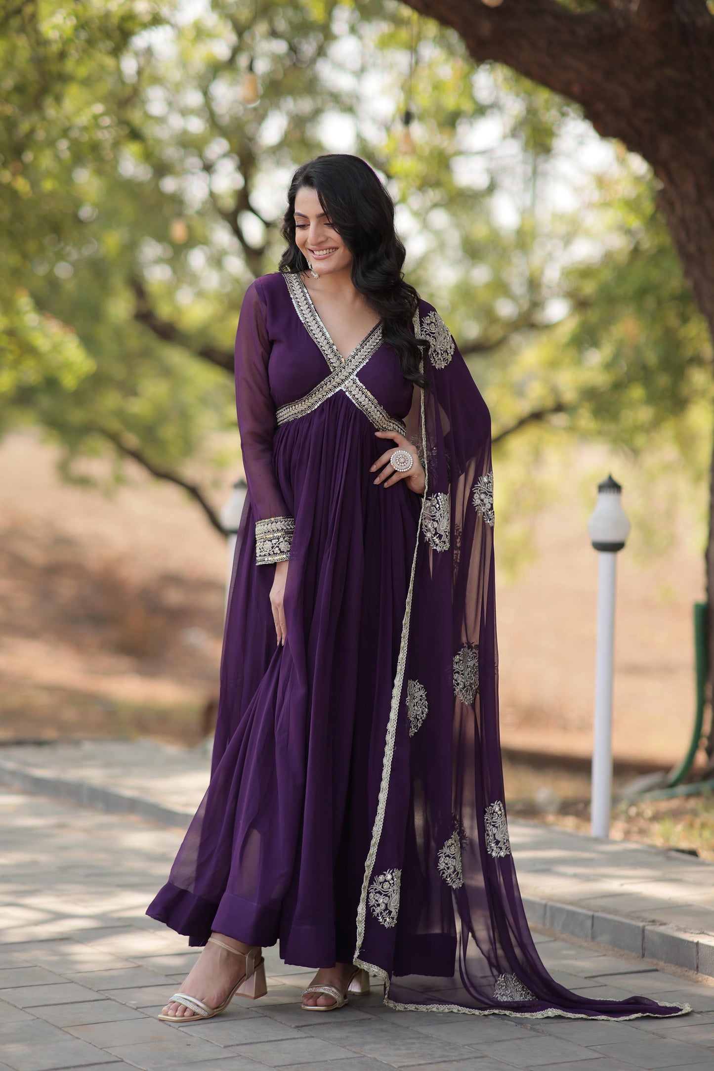 Solidcolour Faux Blooming Alia Cut Anarkali - Shopaholics Choice
