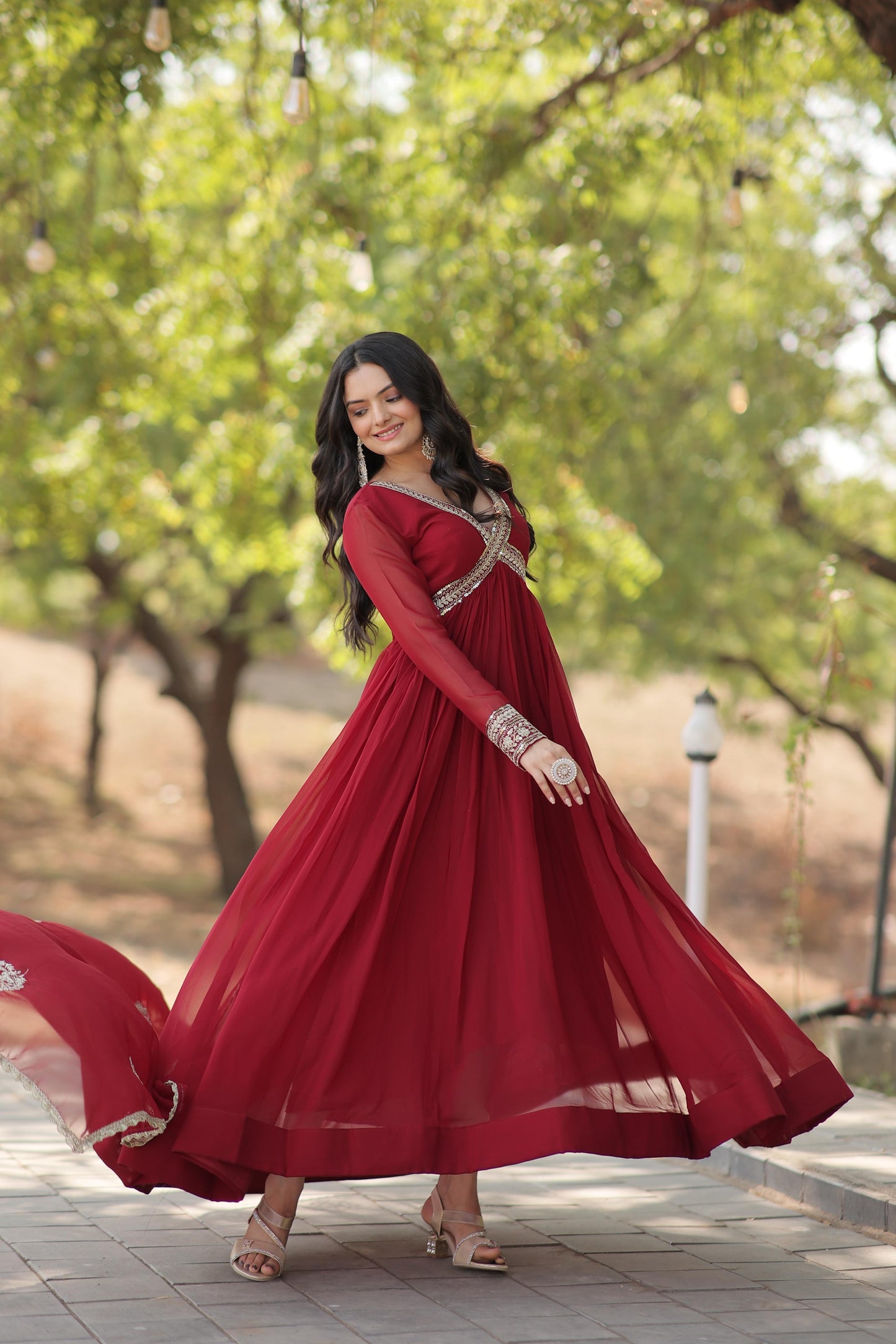 Solidcolour Faux Blooming Alia Cut Anarkali - Shopaholics Choice