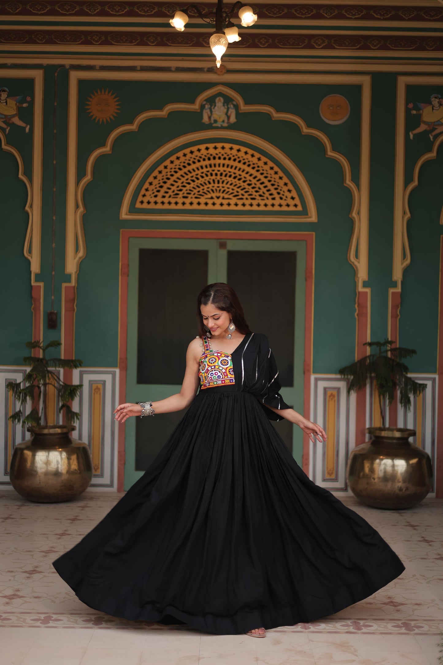 Solidcolour Rayon Garba Special Gown - Shopaholics Choice