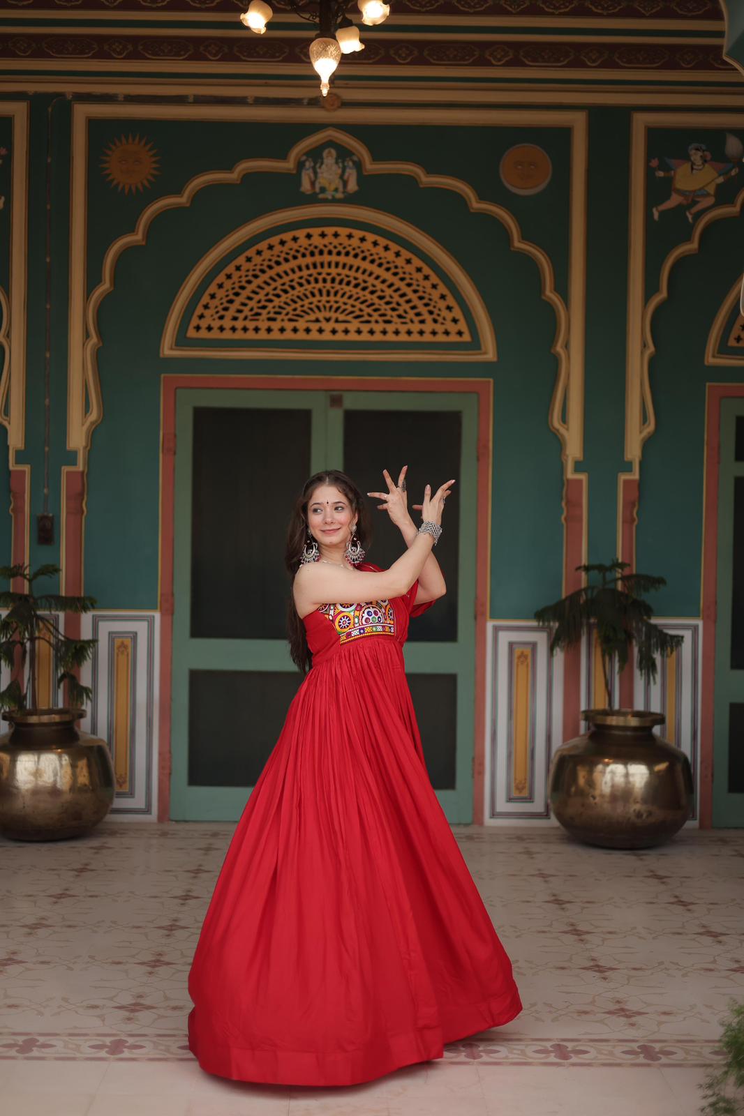 Solidcolour Rayon Garba Special Gown - Shopaholics Choice