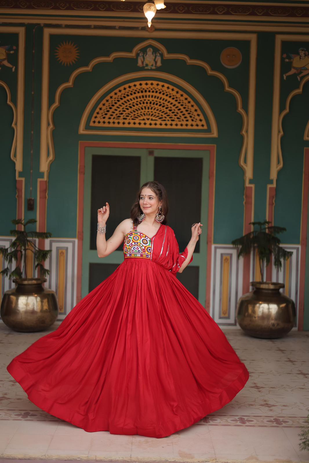 Solidcolour Rayon Garba Special Gown - Shopaholics Choice