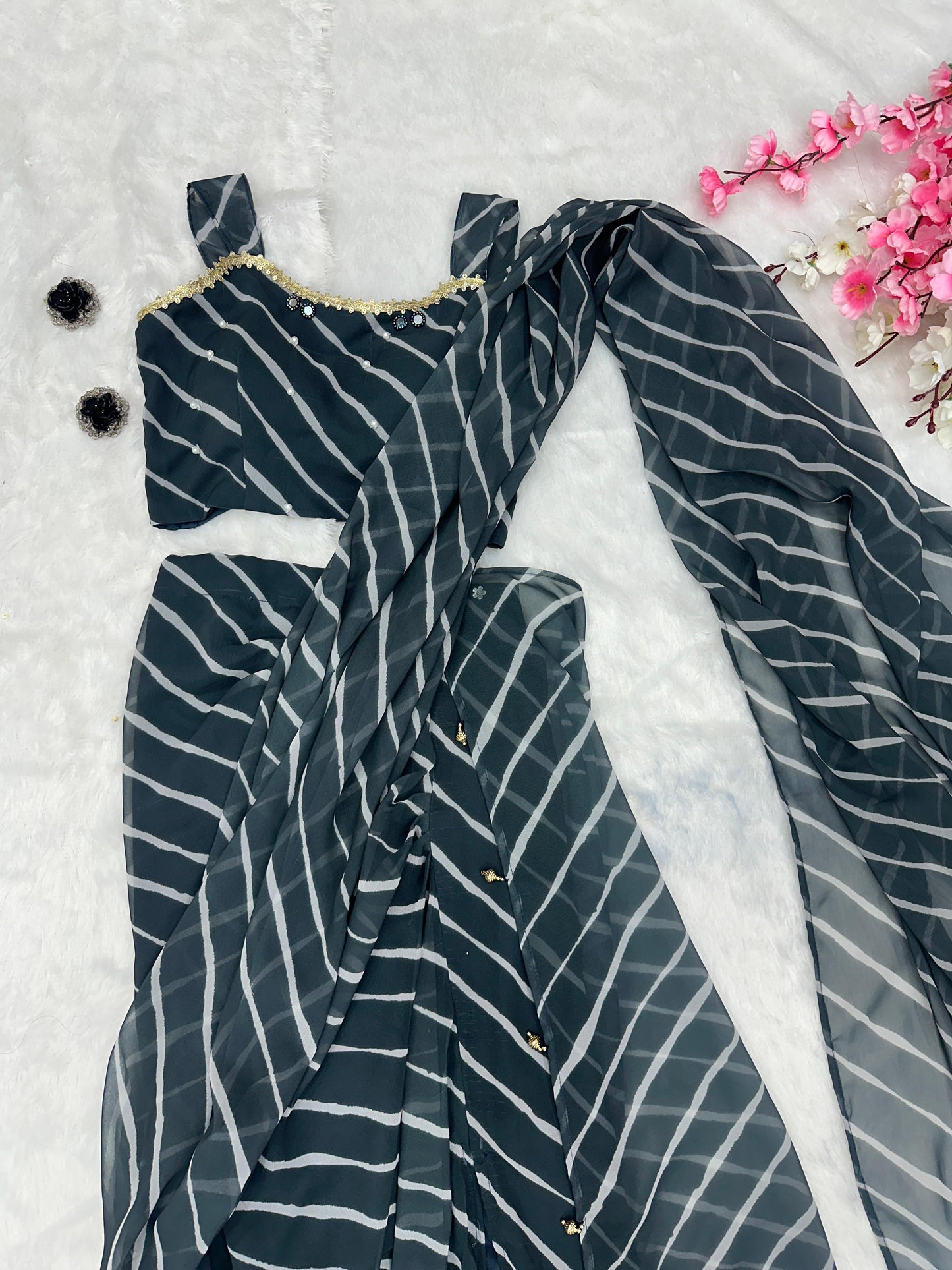 Georegette Printed Draped Indo Western - Shopaholics Choice