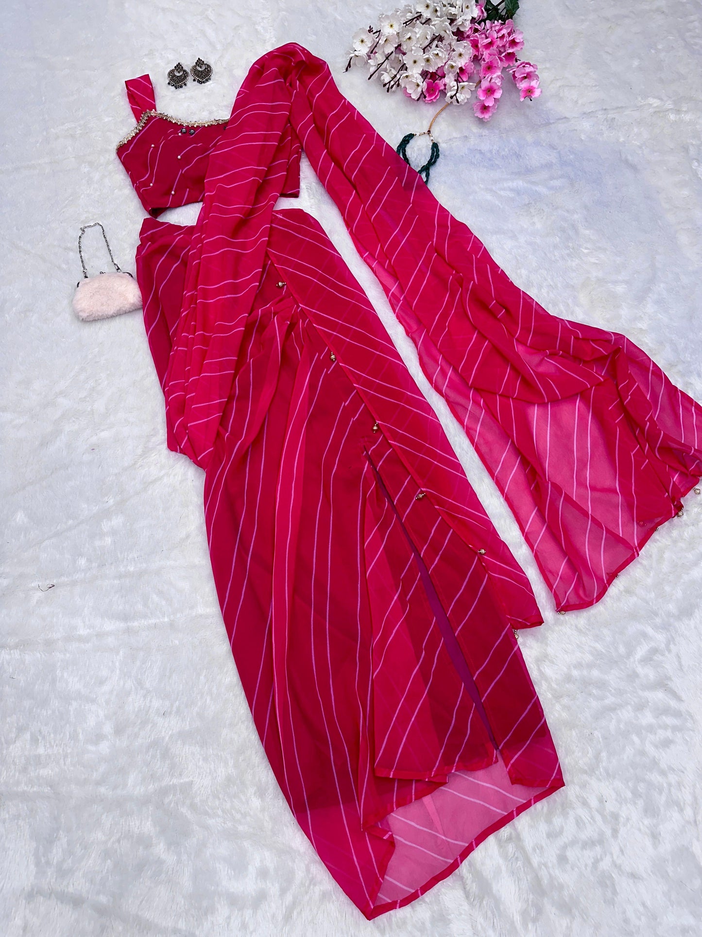 Georegette Printed Draped Indo Western - Shopaholics Choice