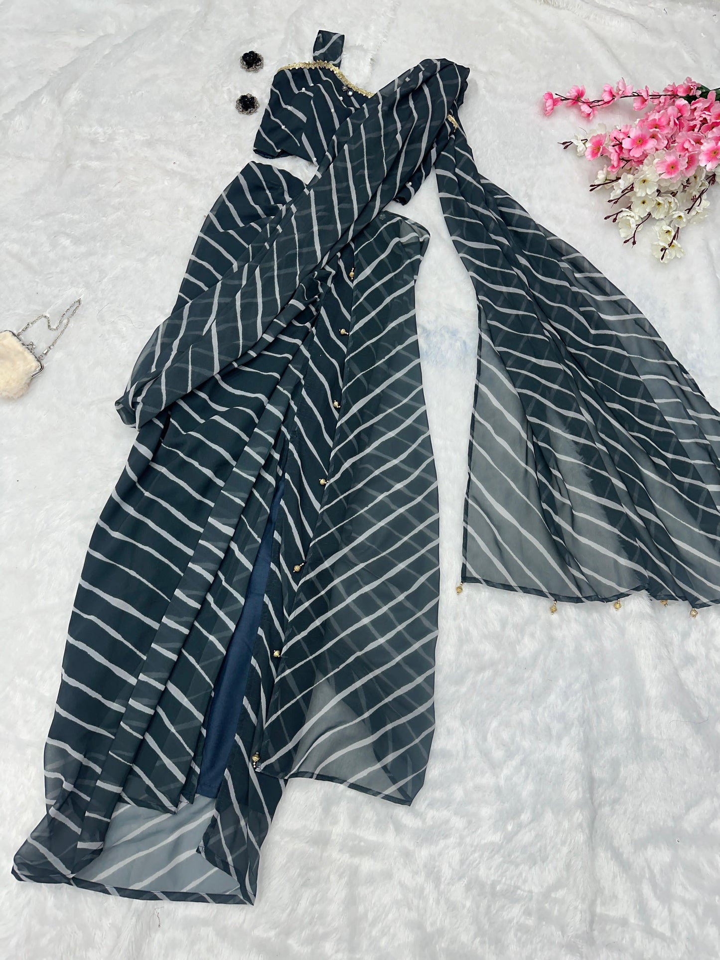 Georegette Printed Draped Indo Western - Shopaholics Choice