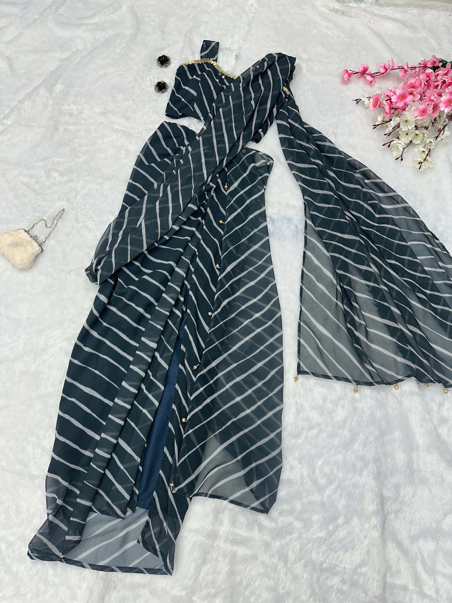Georegette Printed Draped Indo Western - Shopaholics Choice