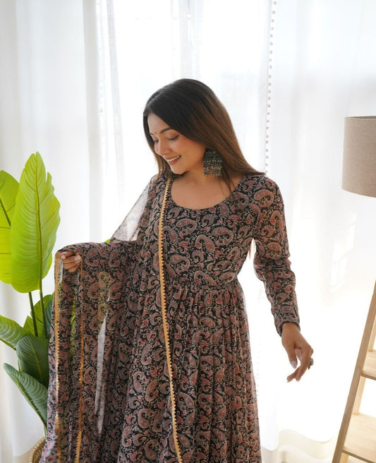 Georgette Printed Canvas Flared Anarkali Suit
