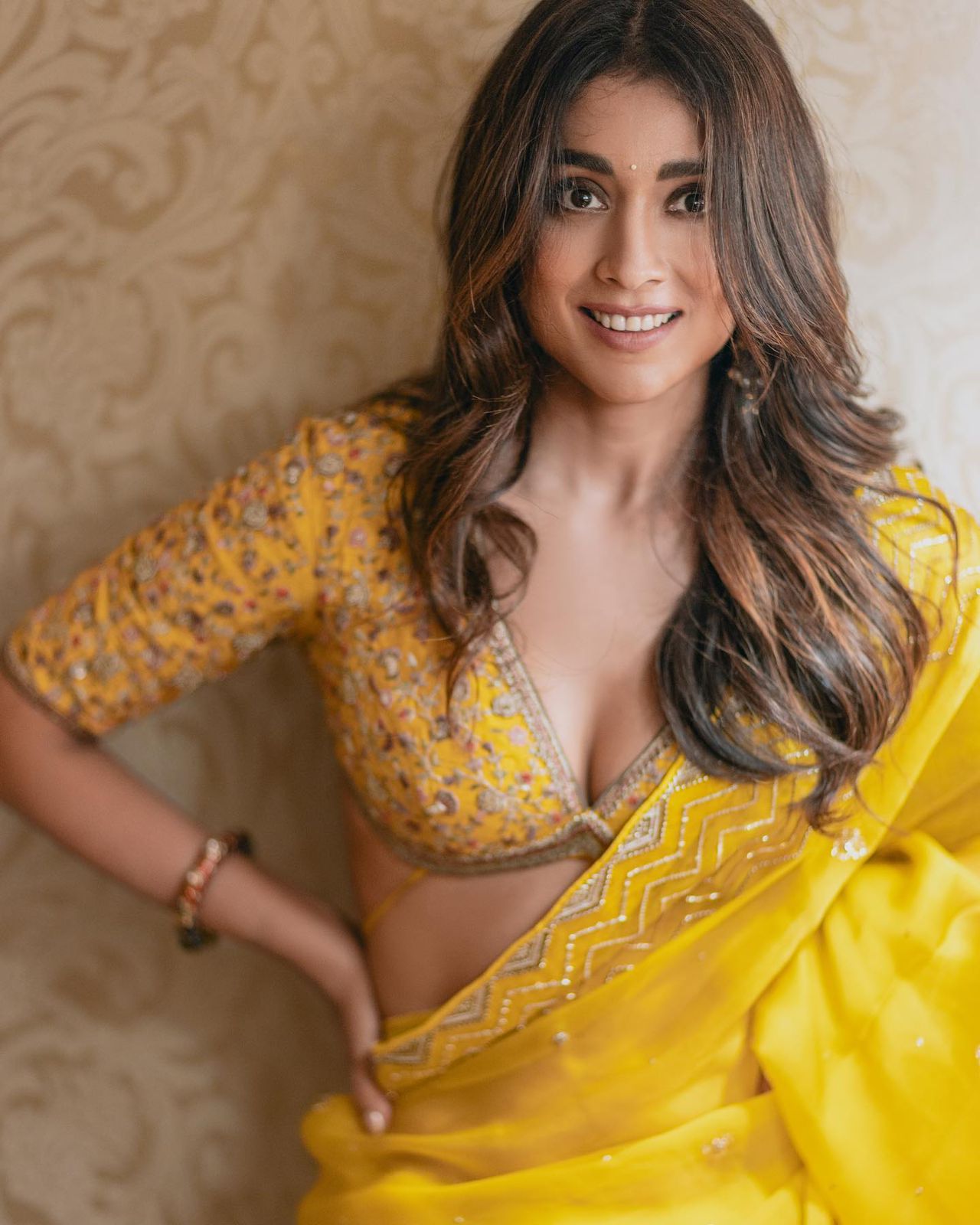 Yellow Organza Embroidery Work Saree - Shopaholics Choice