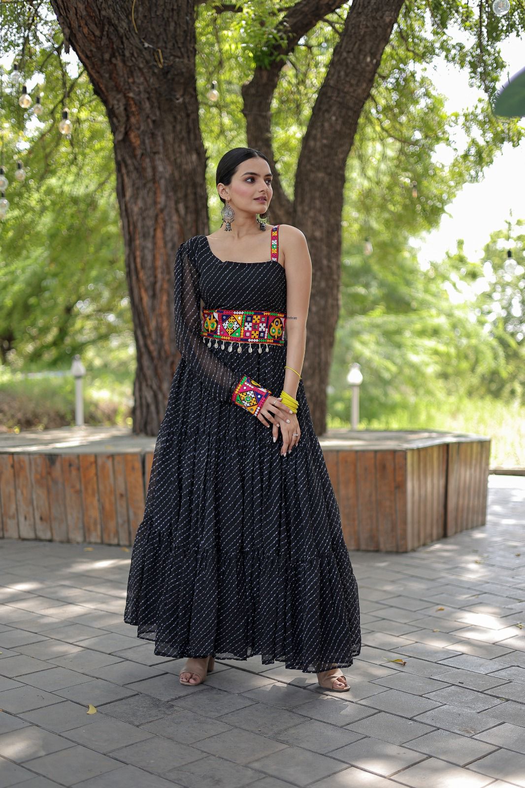 SolidColor Georgette Navaratri Gown - Shopaholics Choice