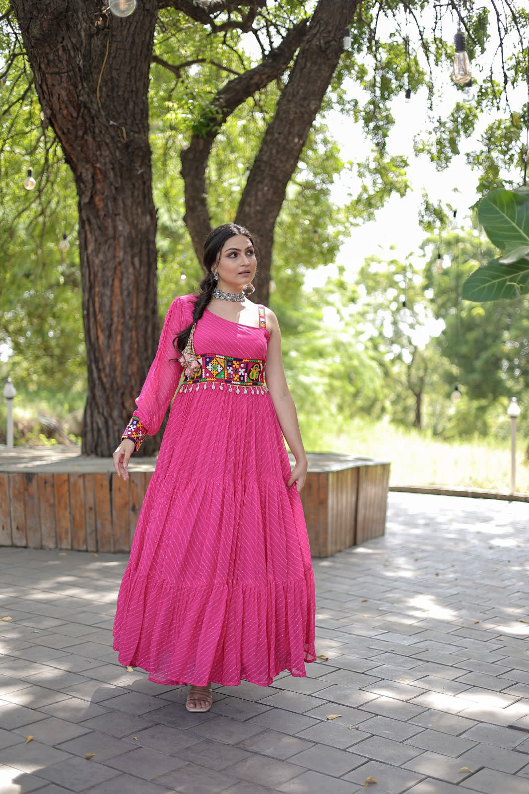SolidColor Georgette Navaratri Gown - Shopaholics Choice