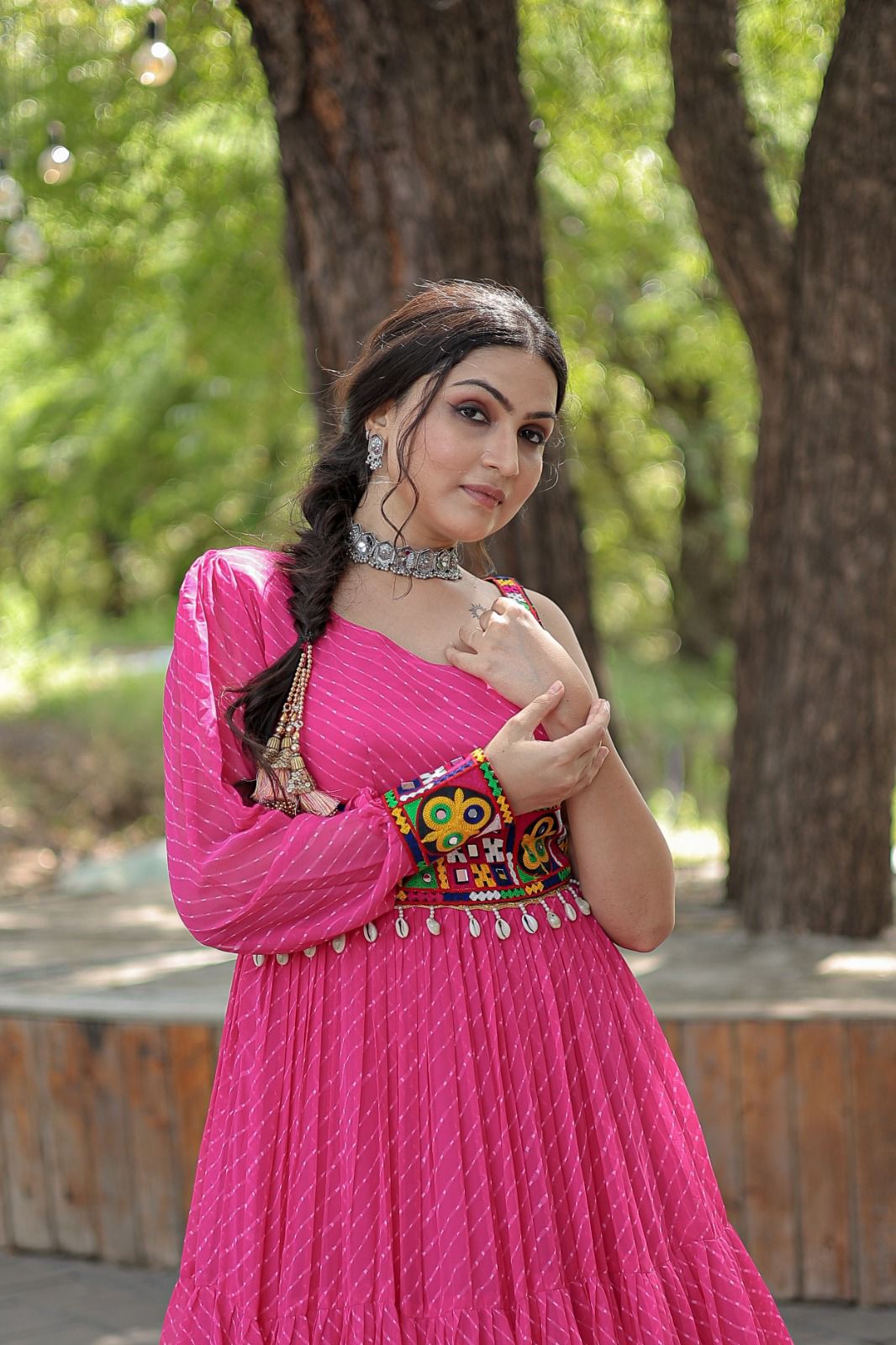 SolidColor Georgette Navaratri Gown - Shopaholics Choice