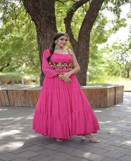 SolidColor Georgette Navaratri Gown - Shopaholics Choice