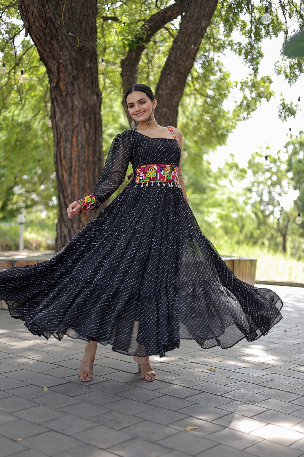 SolidColor Georgette Navaratri Gown - Shopaholics Choice
