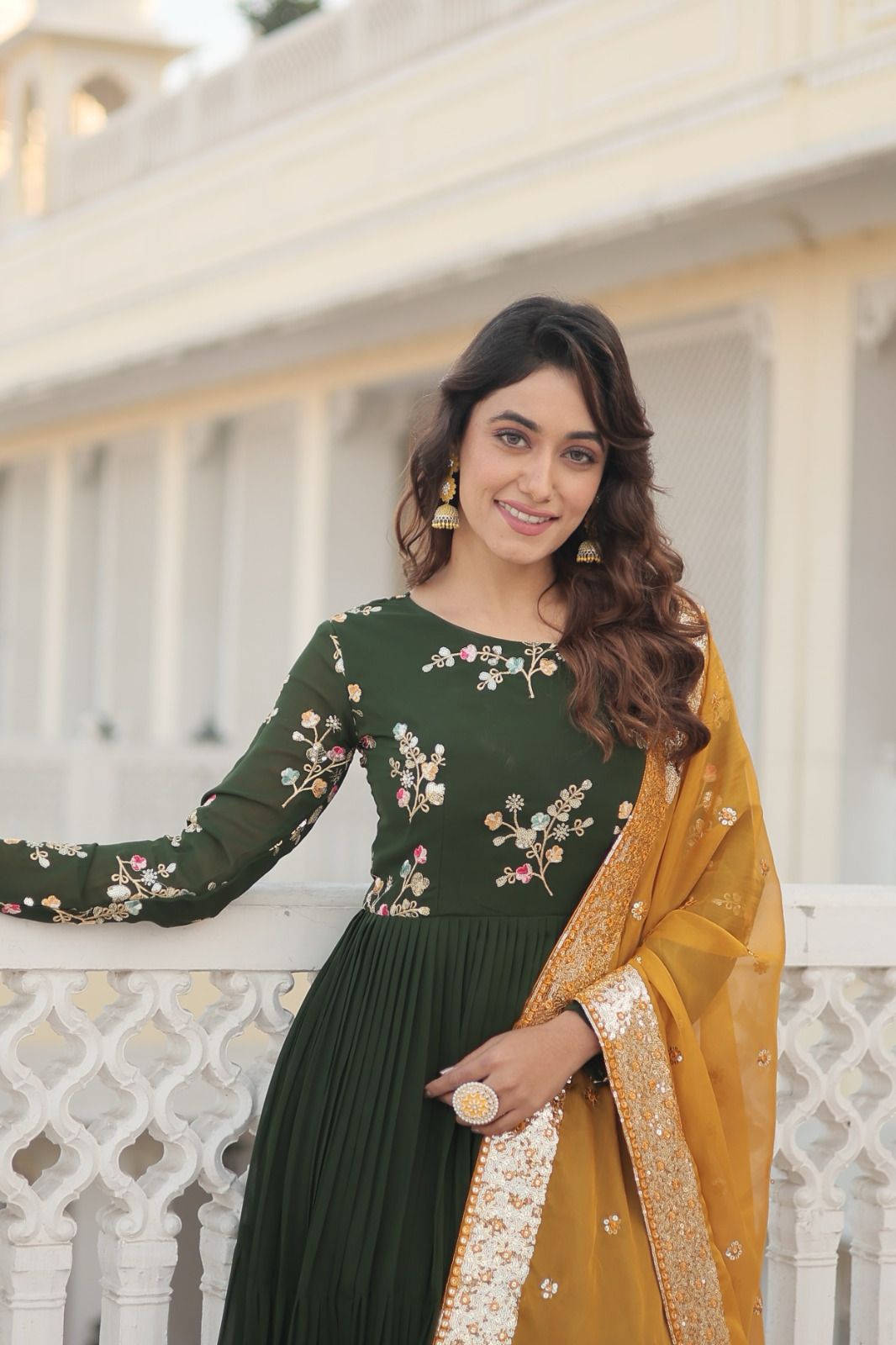 Georgette-Russian Silk Embroidery Anarkali Gown - Shopaholics Choice