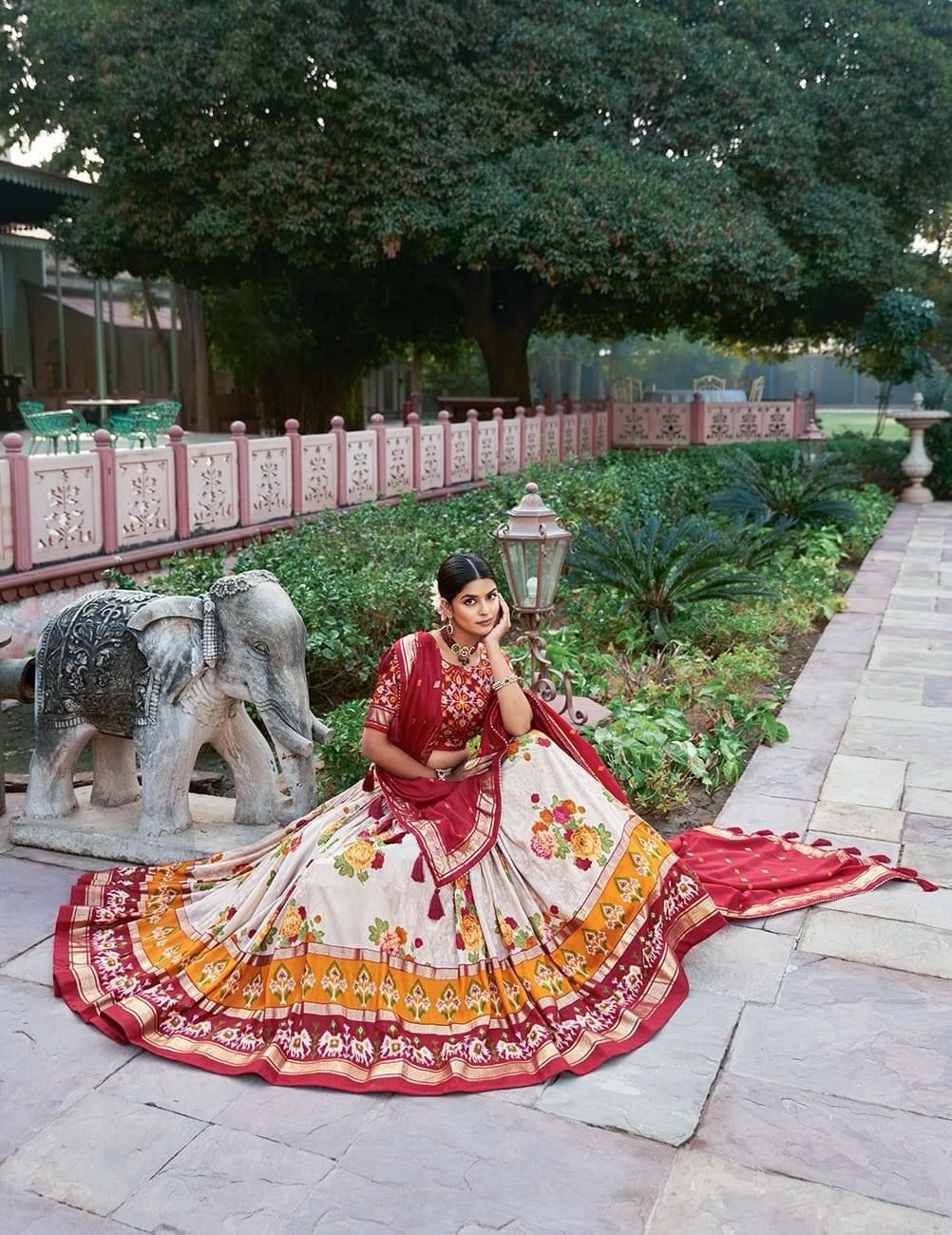 Tussar Silk Floral Patola Printed Lehnga Choli - Shopaholics Choice