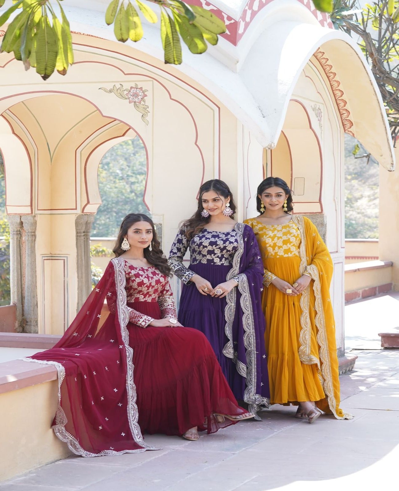 Solidcolour Viscose Sequins Work Anarkali - Shopaholics Choice