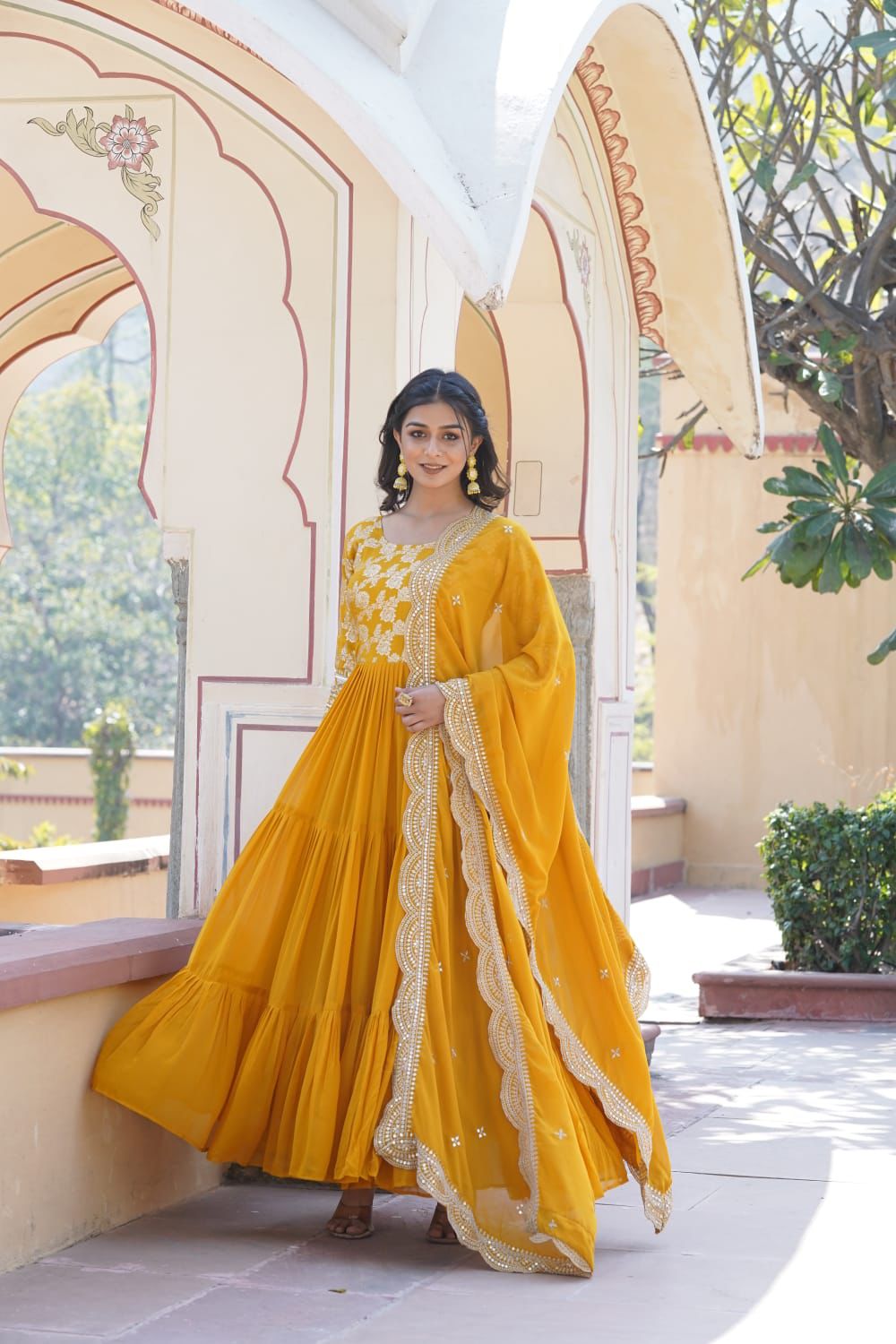 Solidcolour Viscose Sequins Work Anarkali - Shopaholics Choice
