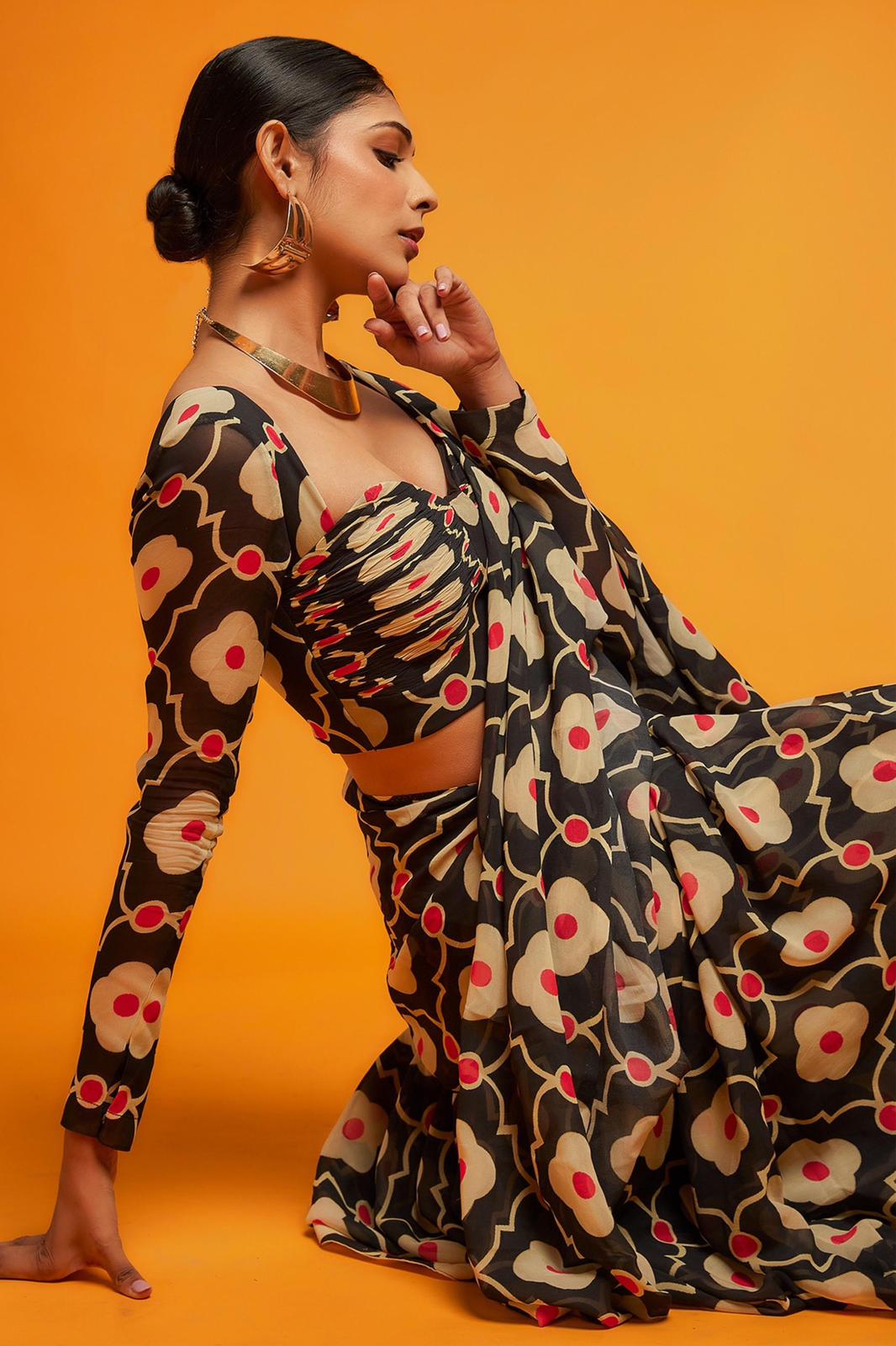 Georgette Satin Printed Saree - Shopaholics Choice