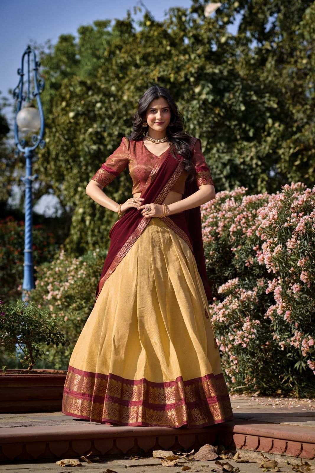 Kanchipuram Zari Weaving Lehnga Choli - Shopaholics Choice