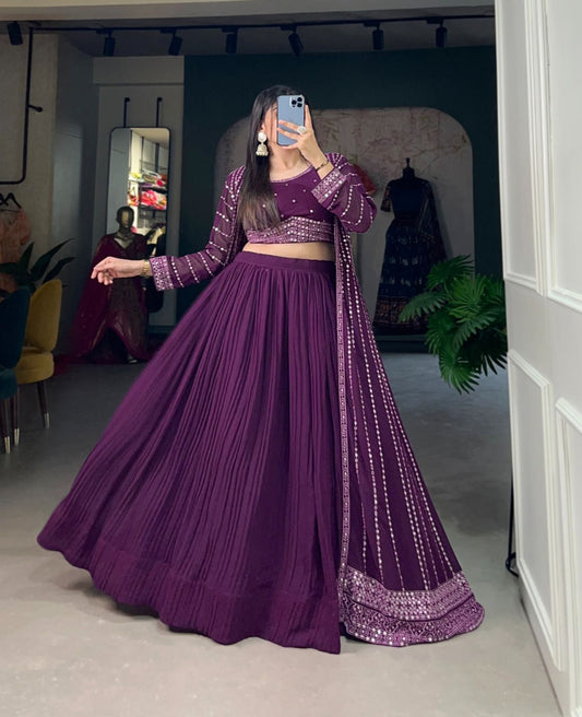 Purple Georgette Heavy Embroidery Indo Western - Shopaholics Choice