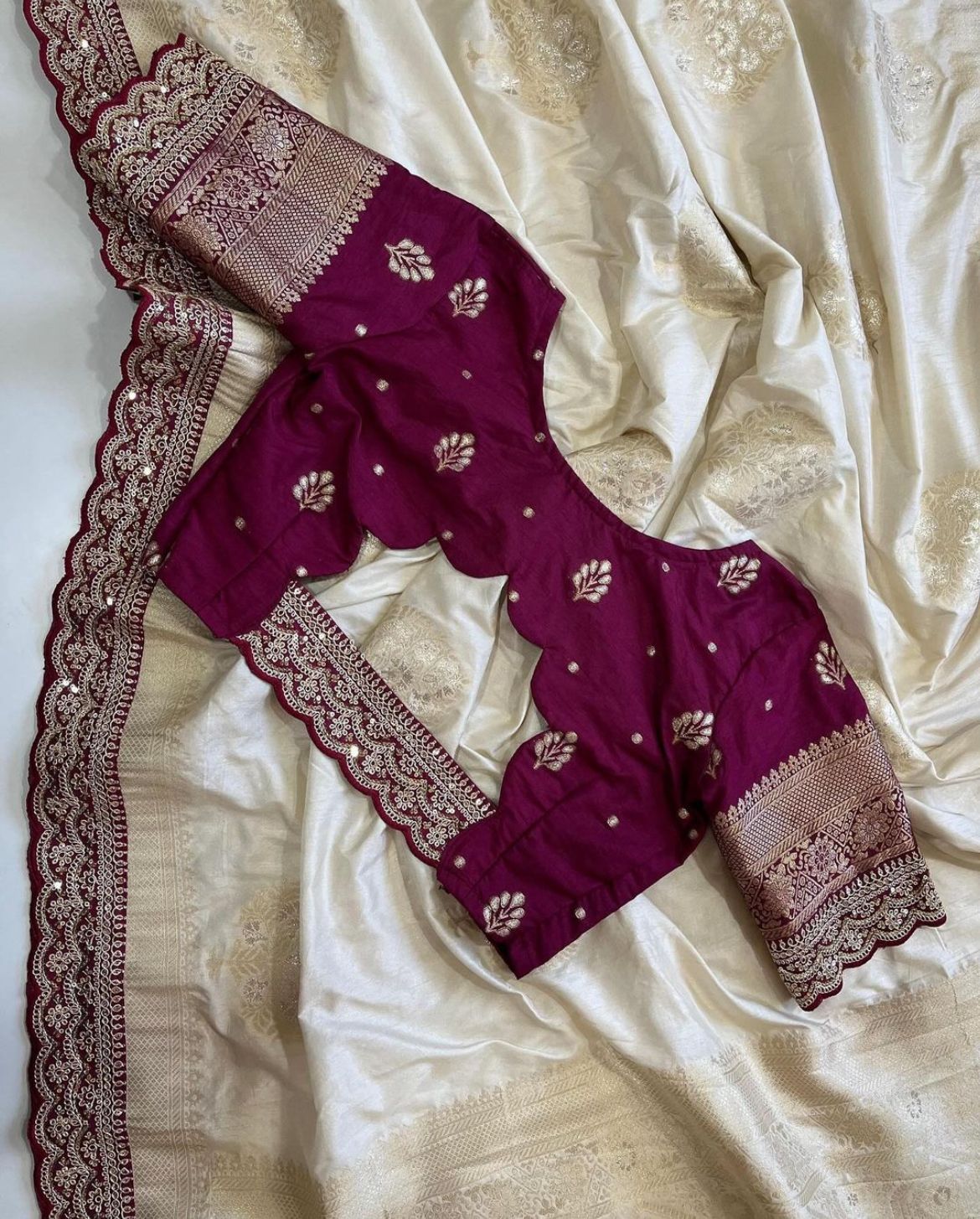 Beige Banarsi Pattu Saree - Shopaholics Choice