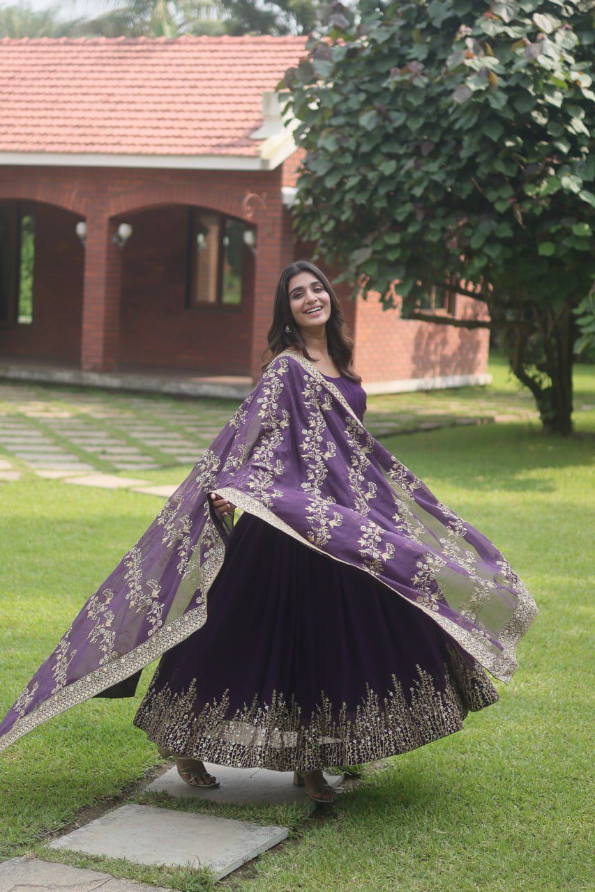 Faux Blooming Multi sequins Anarkali - Shopaholics Choice