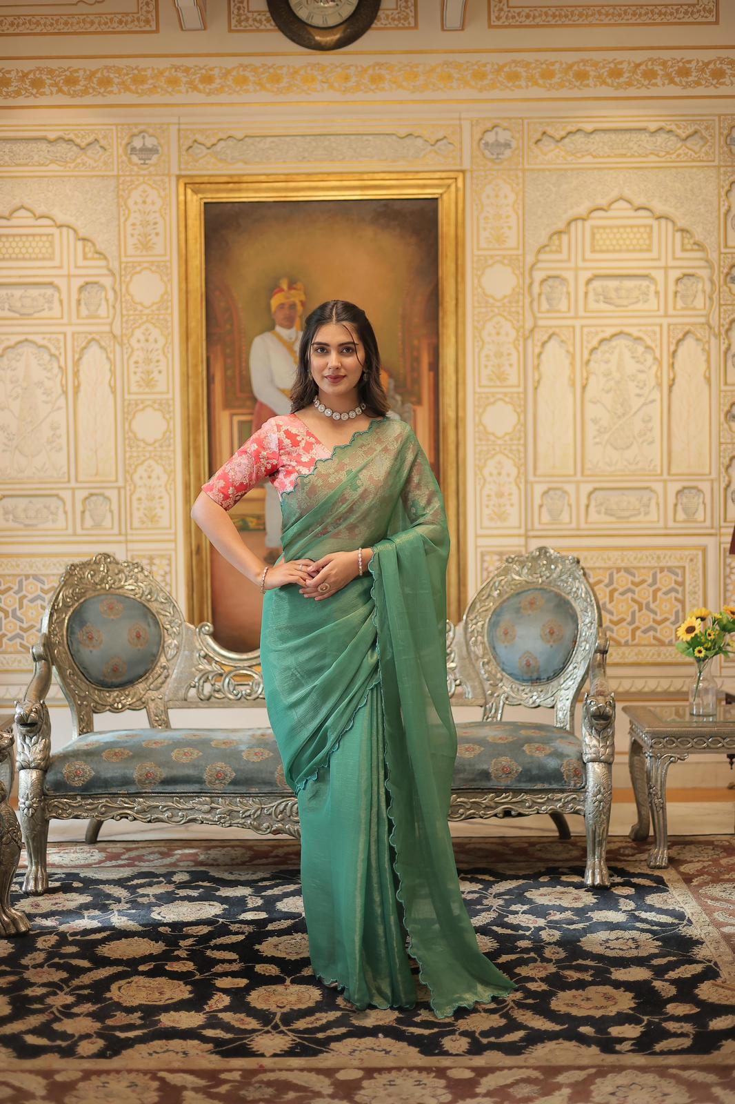Gold Coin Arko Cut Work Saree - Shopaholics Choice