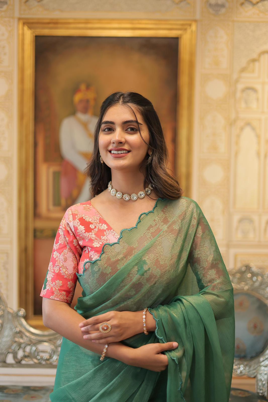 Gold Coin Arko Cut Work Saree - Shopaholics Choice