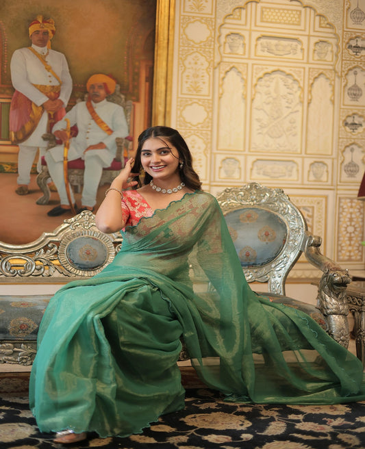 Gold Coin Arko Cut Work Saree - Shopaholics Choice