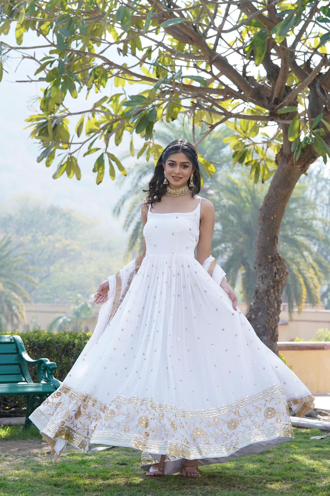 Faux Blooming Sequins Work Gown - Shopaholics Choice