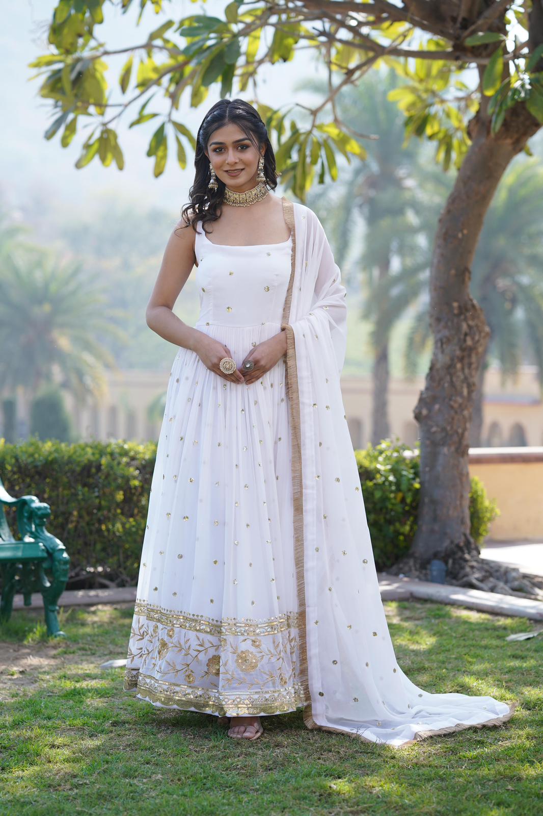 Faux Blooming Sequins Work Gown - Shopaholics Choice