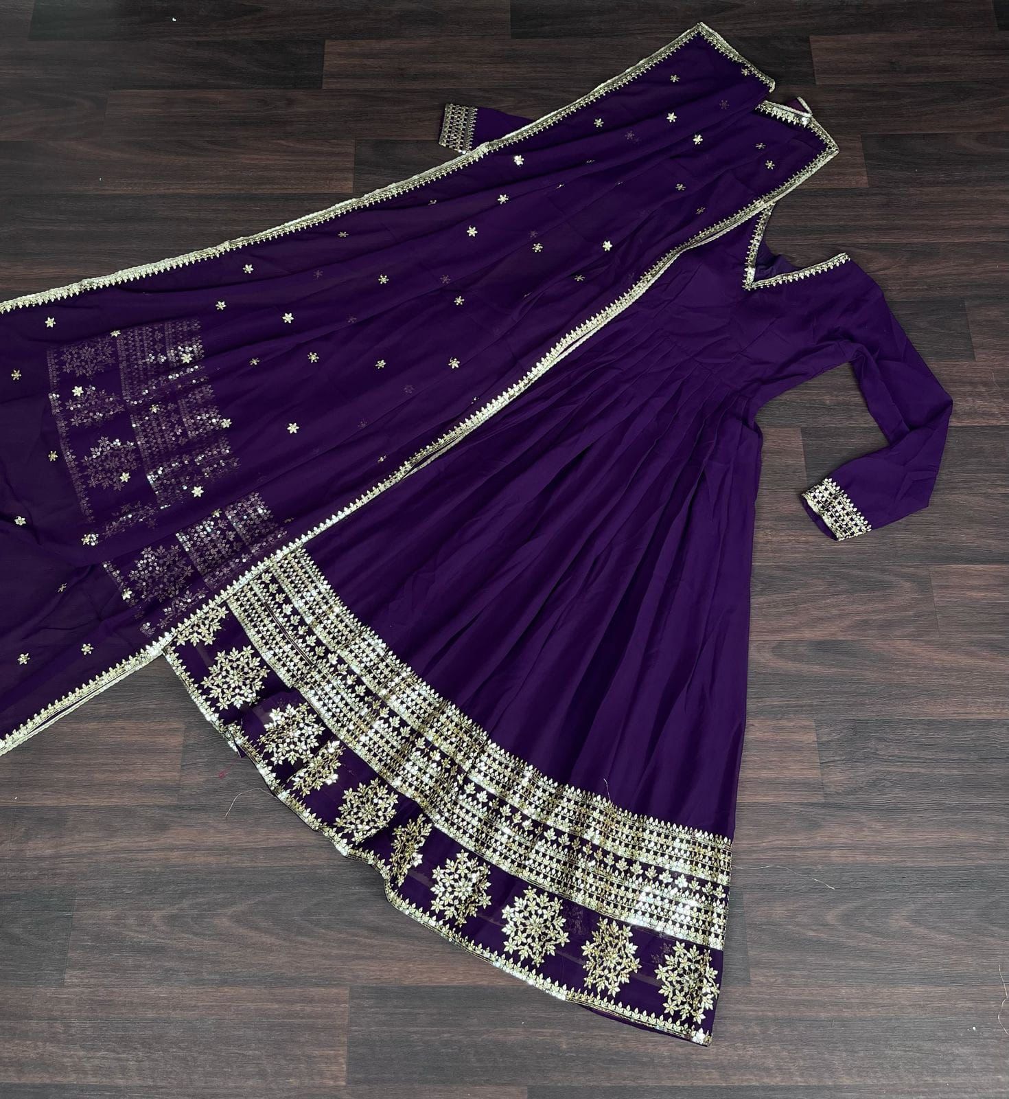 Solidcolour Blooming Embroidered Gown - Shopaholics Choice