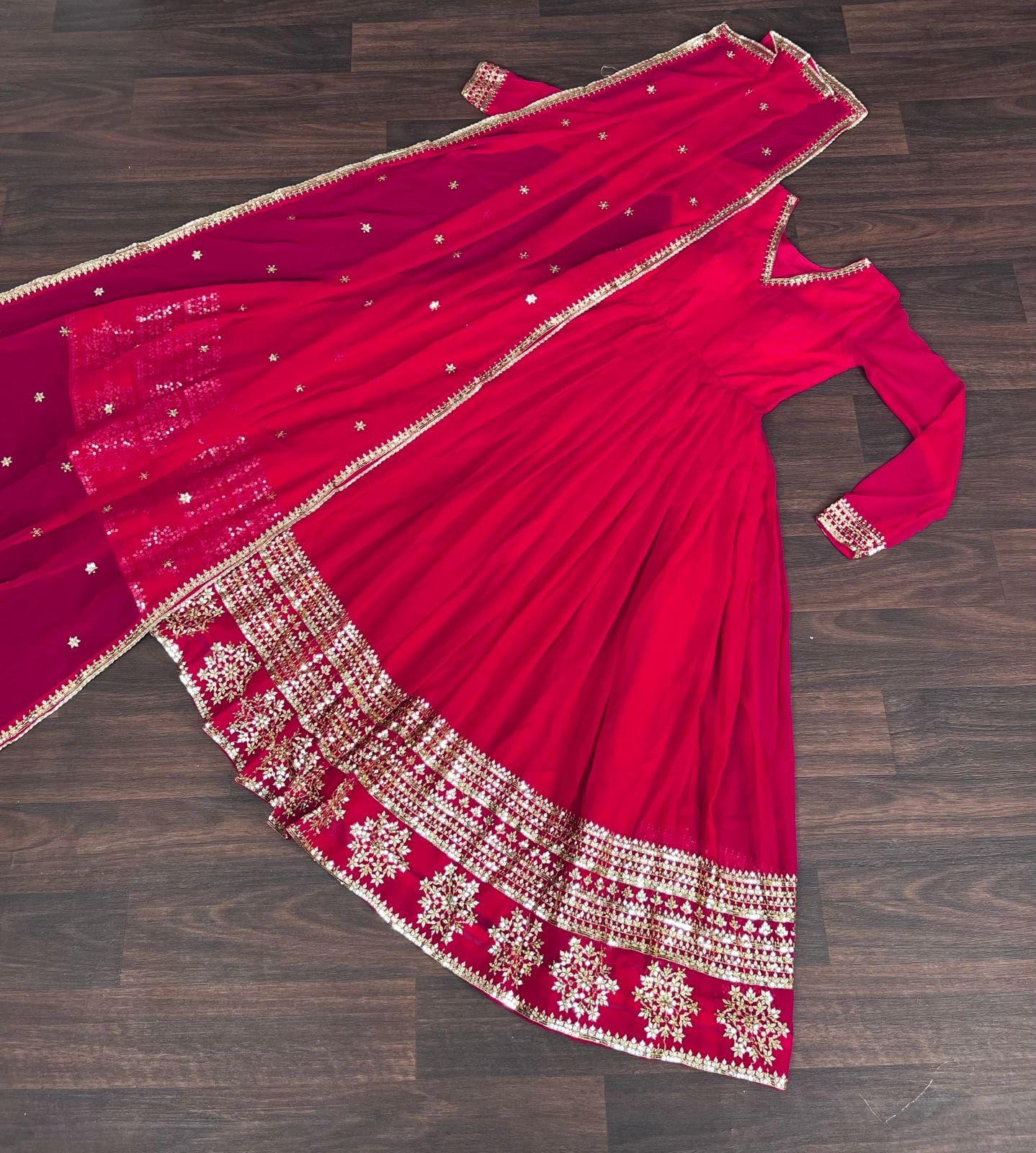 Solidcolour Blooming Embroidered Gown - Shopaholics Choice