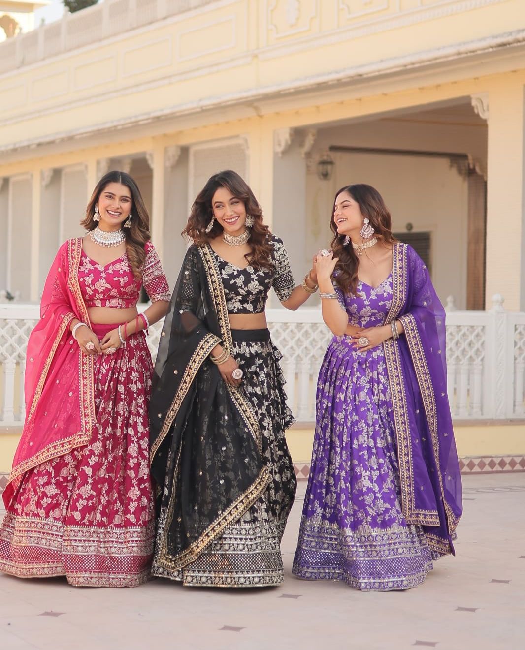 Dyable Viscose Jacquard Embroidered Lehnga - Shopaholics Choice