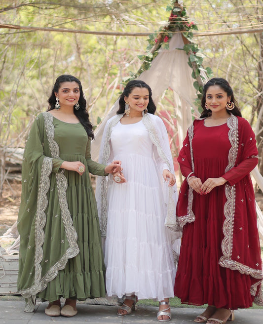 Heavy Flared Frill Georgette Anarkali Gown - Shopaholics Choice