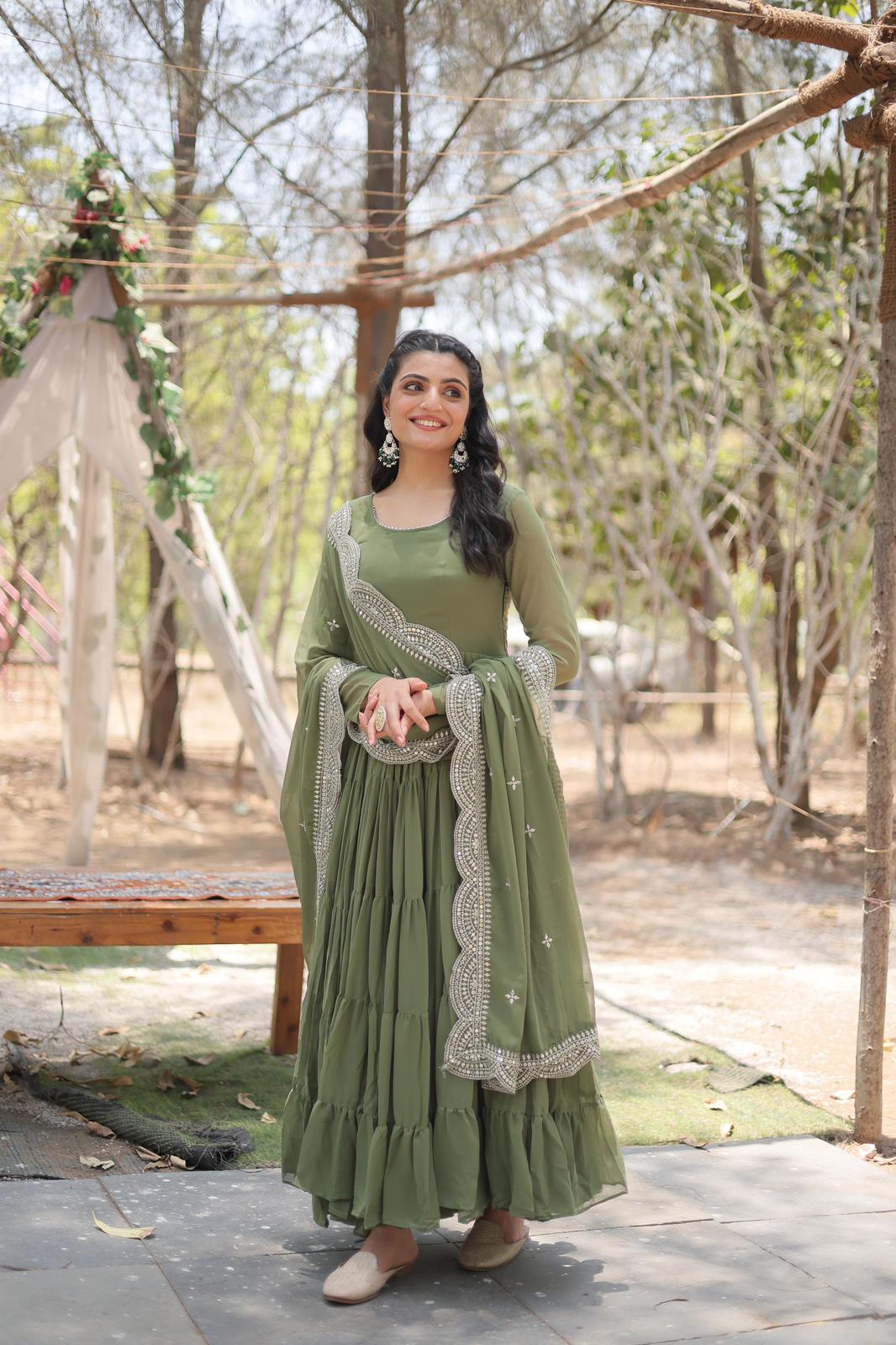 Heavy Flared Frill Georgette Anarkali Gown - Shopaholics Choice