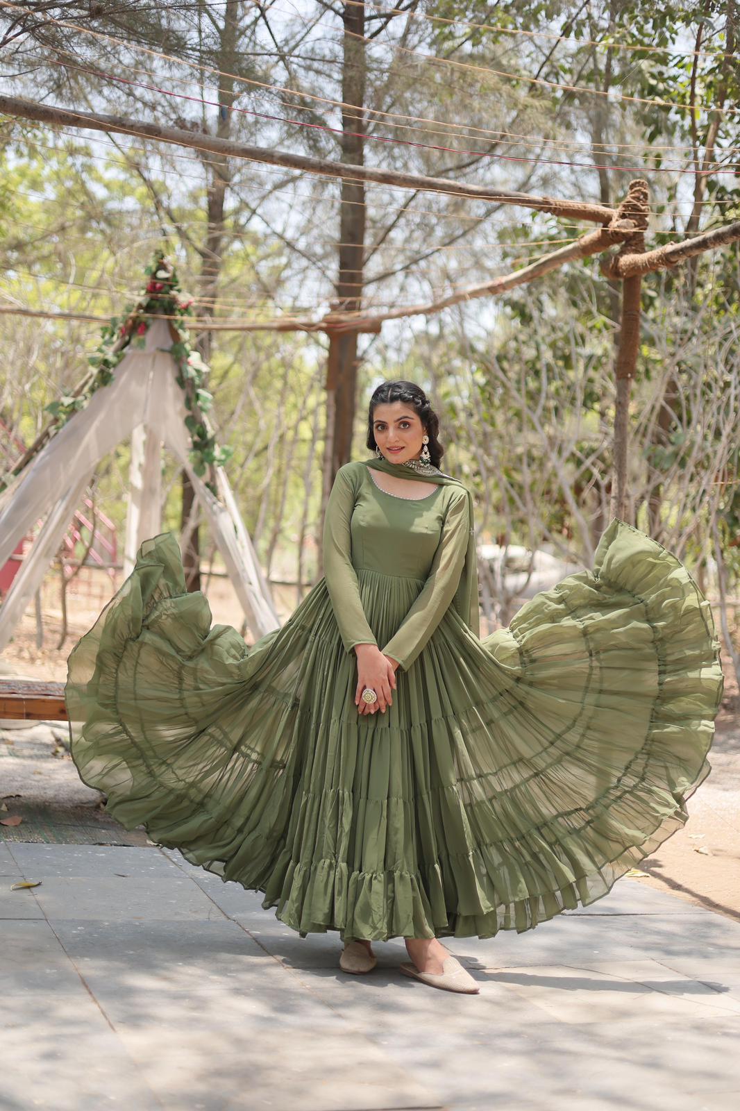 Heavy Flared Frill Georgette Anarkali Gown - Shopaholics Choice