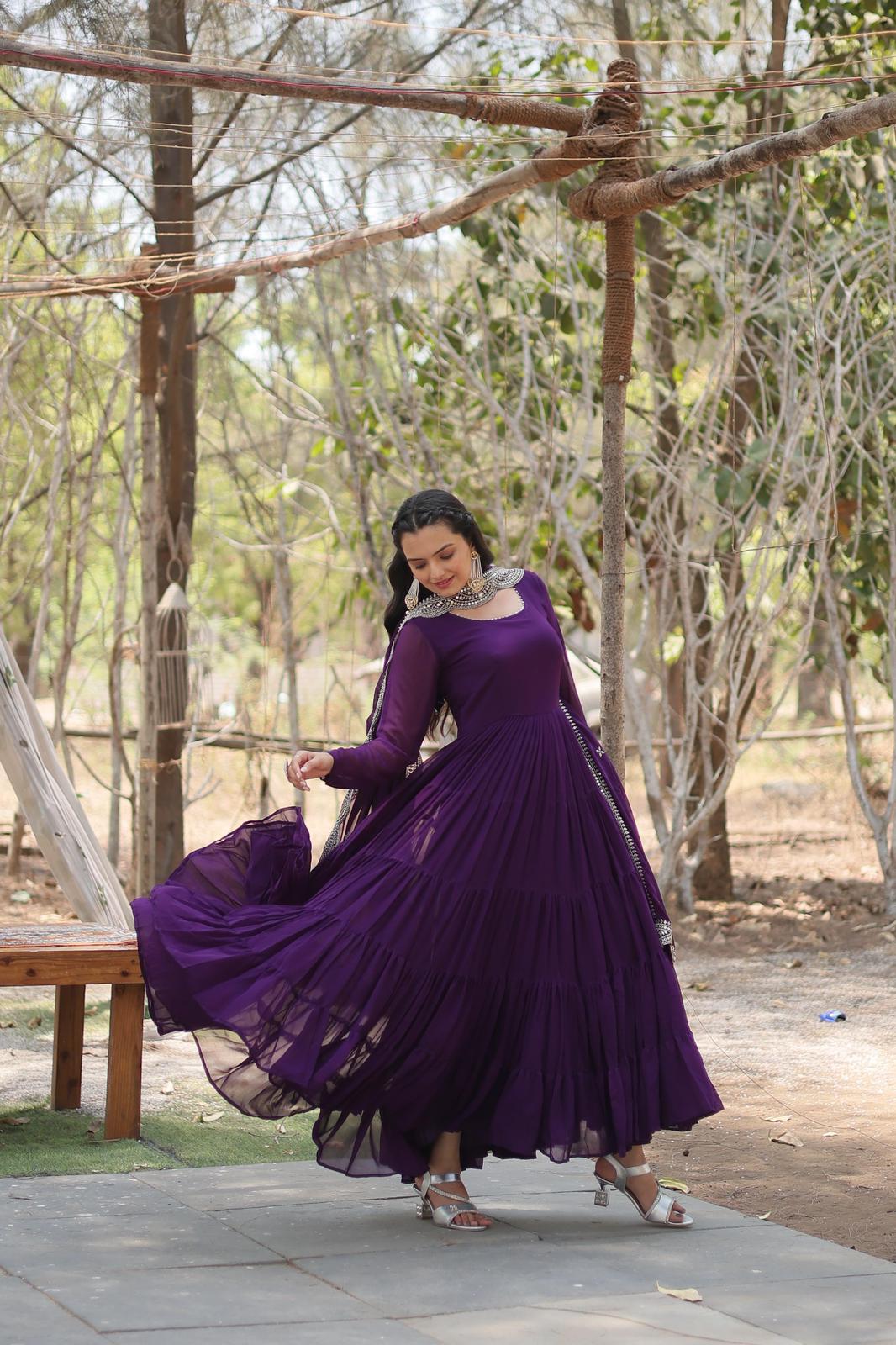 Heavy Flared Frill Georgette Anarkali Gown - Shopaholics Choice