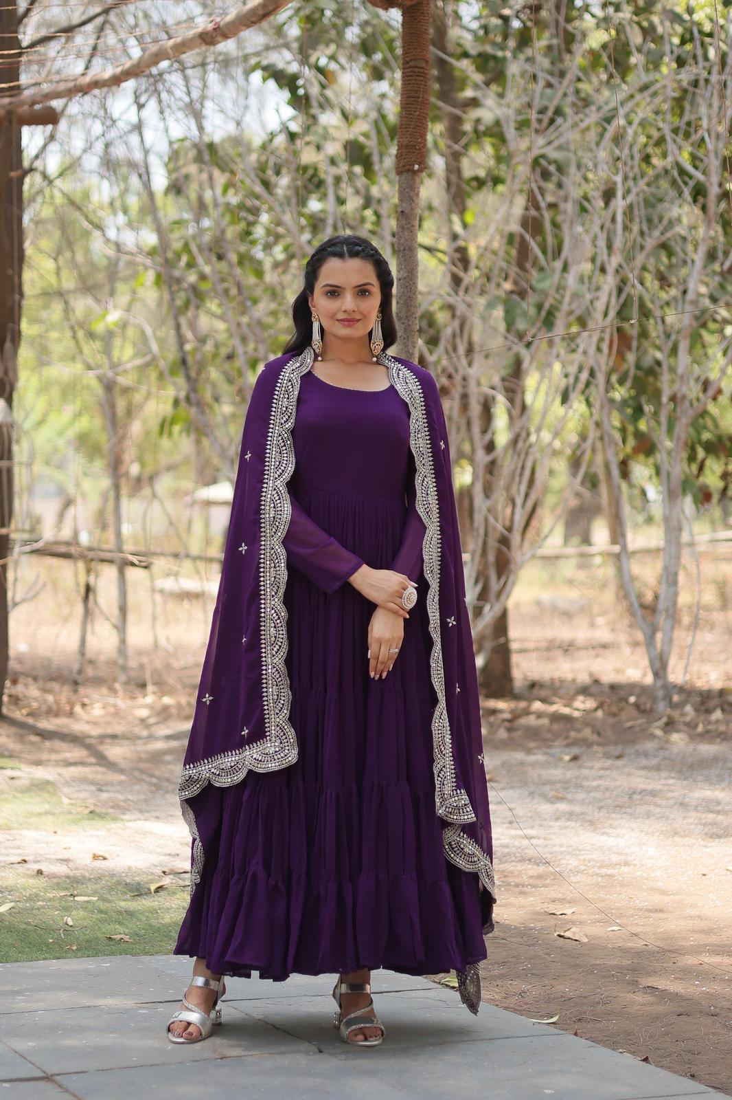 Heavy Flared Frill Georgette Anarkali Gown - Shopaholics Choice