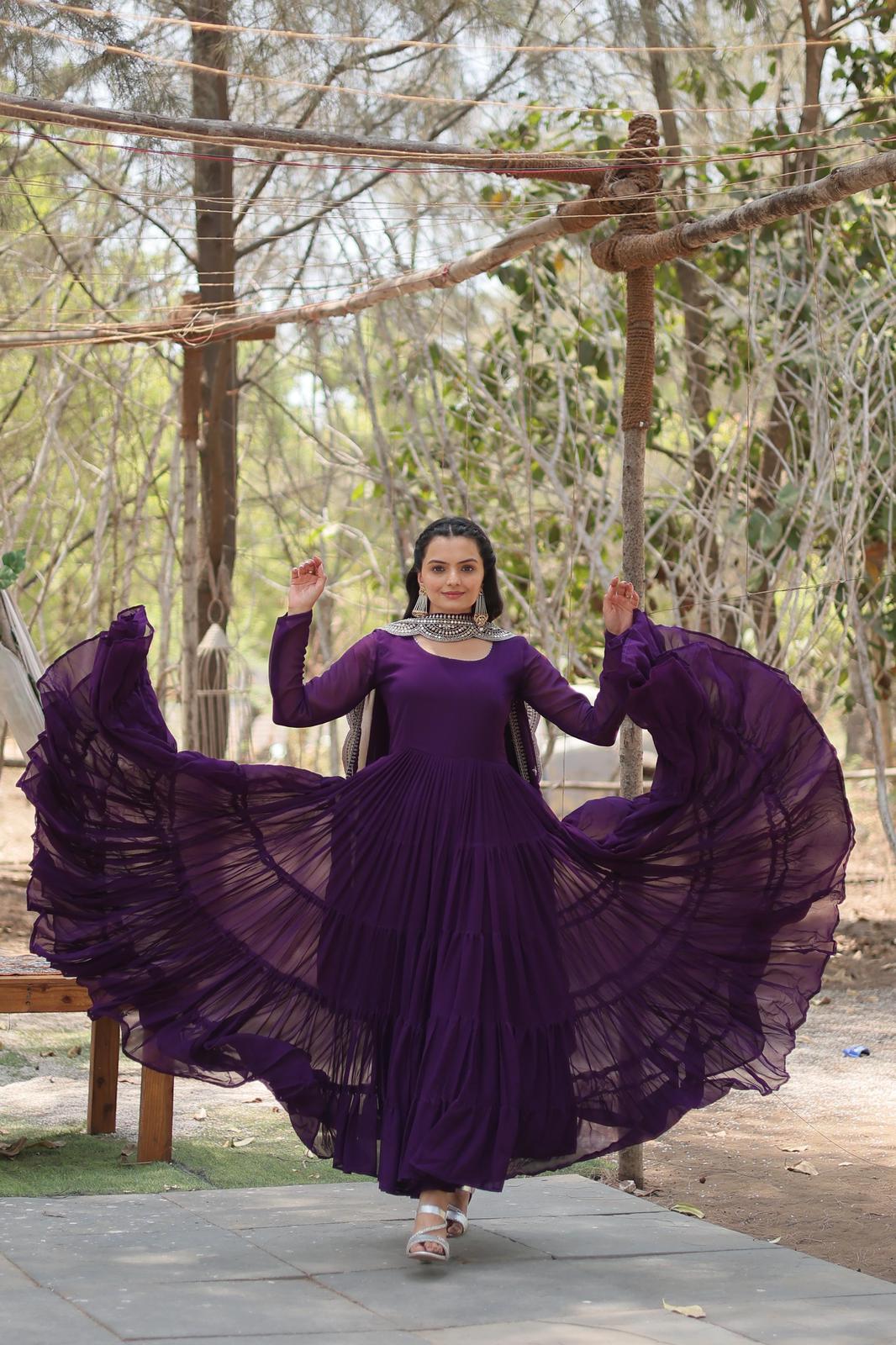 Heavy Flared Frill Georgette Anarkali Gown - Shopaholics Choice