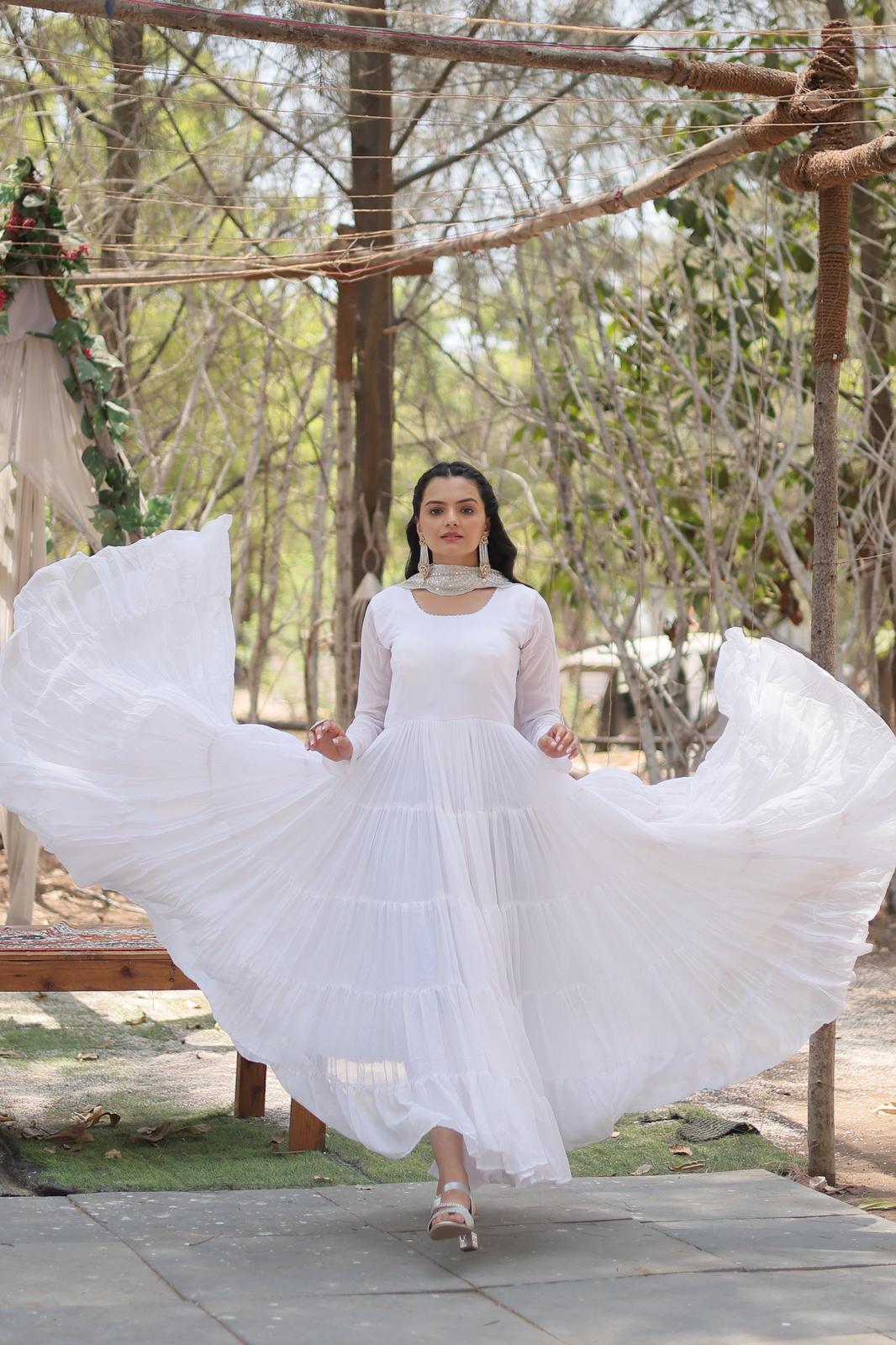 Heavy Flared Frill Georgette Anarkali Gown - Shopaholics Choice
