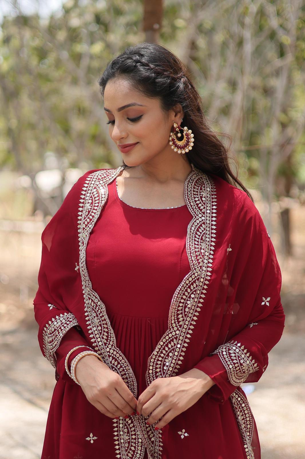 Heavy Flared Frill Georgette Anarkali Gown - Shopaholics Choice